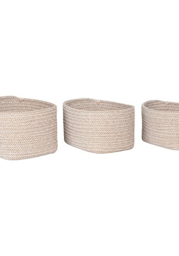 HOUSE NORDIC Kurv, bomull, beige, sett med 3 stk