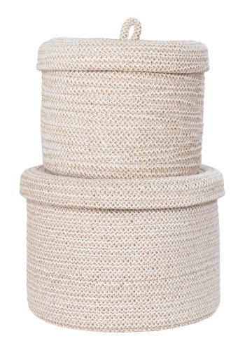 HOUSE NORDIC Kurv med lokk, bomull, beige, sett med 2 stk