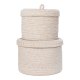 HOUSE NORDIC Kurv med lokk, bomull, beige, sett med 2 stk