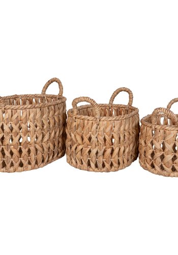 HOUSE NORDIC Kurv med hndtak, vannhyasint, natur, sett med 3