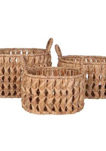 HOUSE NORDIC Kurv med hndtak, vannhyasint, natur, sett med 3