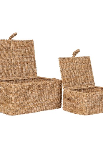 HOUSE NORDIC Kurv, sjgress/jern, natur, sett med 2