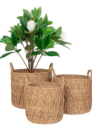 HOUSE NORDIC Kurv, sjgress, natur, sett med 3