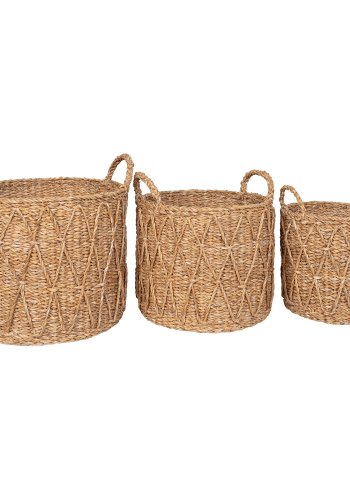 HOUSE NORDIC Kurv, sjgress, natur, sett med 3