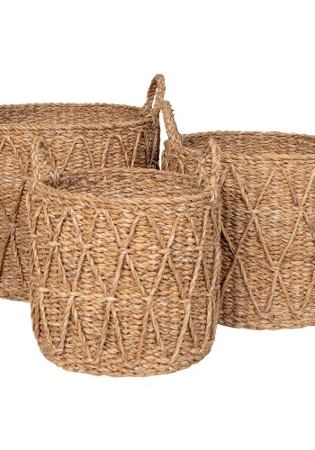 HOUSE NORDIC Kurv, sjgress, natur, sett med 3
