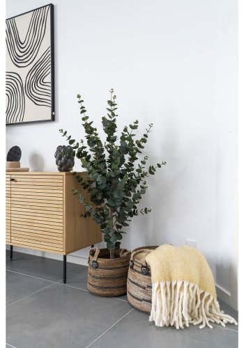 HOUSE NORDIC Erba-kurv, med hndtak, rund - naturlig bananflettet (sett med 2)