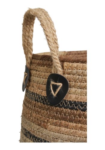 HOUSE NORDIC Erba-kurv, med hndtak, rund - naturlig bananflettet (sett med 2)