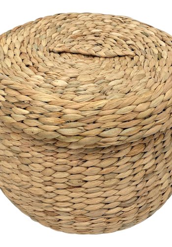 HOUSE NORDIC Arona-kurv, med lokk, rund - naturlig vannhyasint (30x26,5)