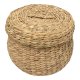HOUSE NORDIC Arona-kurv, med lokk, rund - naturlig vannhyasint (30x26,5)