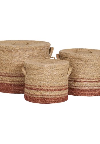 HOUSE NORDIC Budoni-kurv - Kurv, sjgress, natur/brun<br>sett med 3