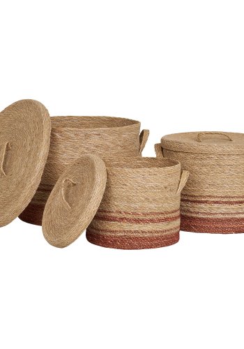 HOUSE NORDIC Budoni-kurv - Kurv, sjgress, natur/brun<br>sett med 3