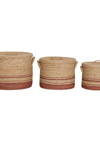 HOUSE NORDIC Budoni-kurv - Kurv, sjgress, natur/brun<br>sett med 3