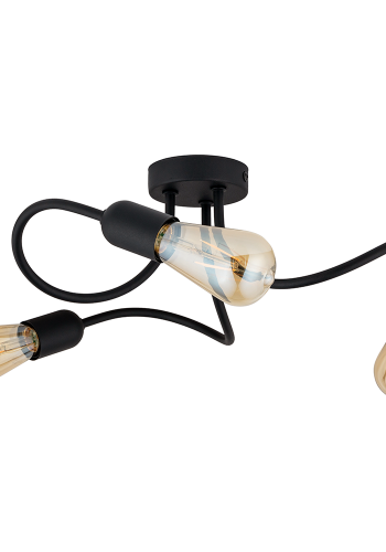 TK Wave taklampe, med plass til 3 prer - sort metall