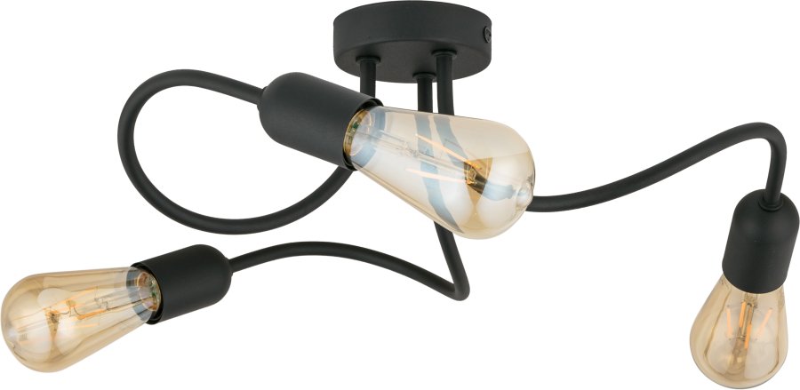 TK Wave taklampe, med plass til 3 prer - sort metall