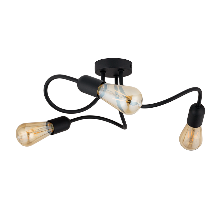 TK Wave taklampe, med plass til 3 prer - sort metall