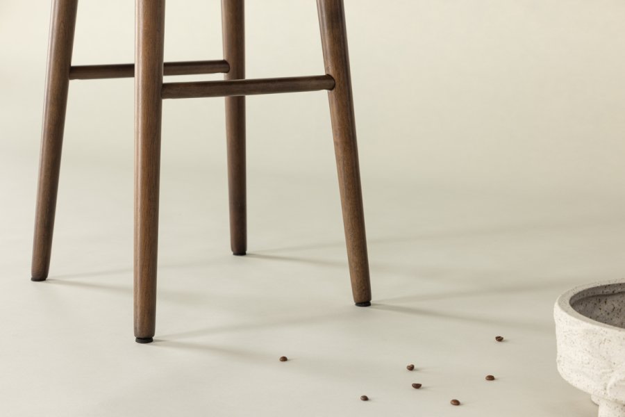 VIND KOLLEKSJON Mollösand barstol, m. fotsttte - mocca gummitre