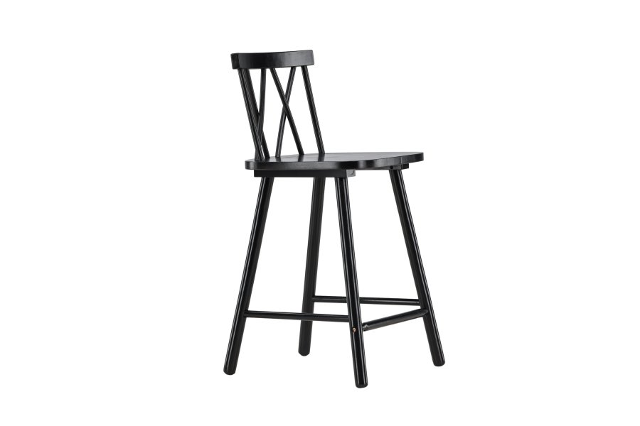 VIND KOLLEKTION Mollstrm barstol, m. rygln og fodsttte - sort gummitr