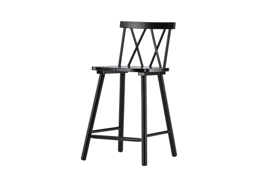 VIND KOLLEKTION Mollstrm barstol, m. rygln og fodsttte - sort gummitr