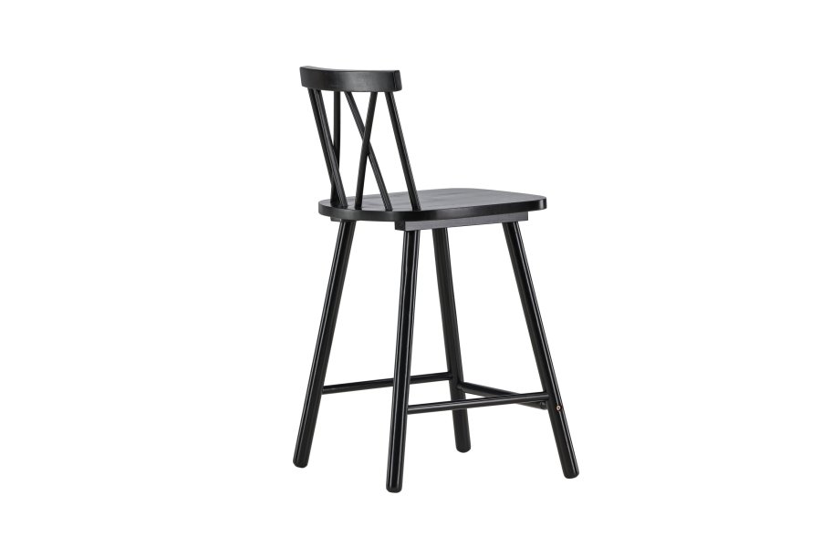 VIND KOLLEKTION Mollstrm barstol, m. rygln og fodsttte - sort gummitr