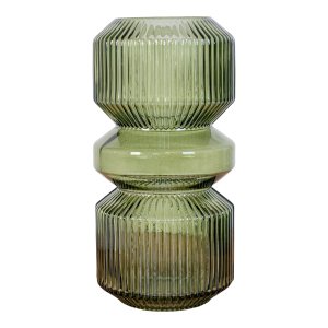 HOUSE NORDIC vase, rund - grn glas (H:24,5)