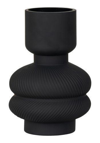HOUSE NORDIC vase, rund - svart glass (H:22)