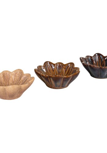 HOUSE NORDIC Skl, keramikk, beige/brun/mrkebrun, 8,5x3,5 cm, sett med 3
