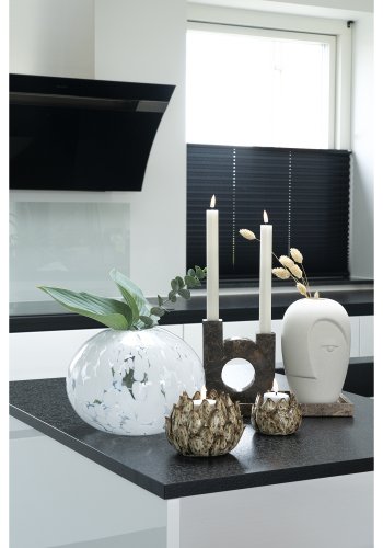 HOUSE NORDIC vase med ansikt, rund - sandkeramikk (H:19,5)