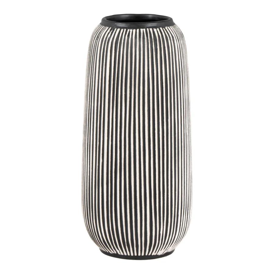 HOUSE NORDIC Vase, rund - schwarz/wei&szlig;e Keramik (�9,5)