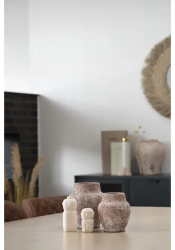 HOUSE NORDIC dekorativ figur, firkantet - beige sement (5,5x5,5)