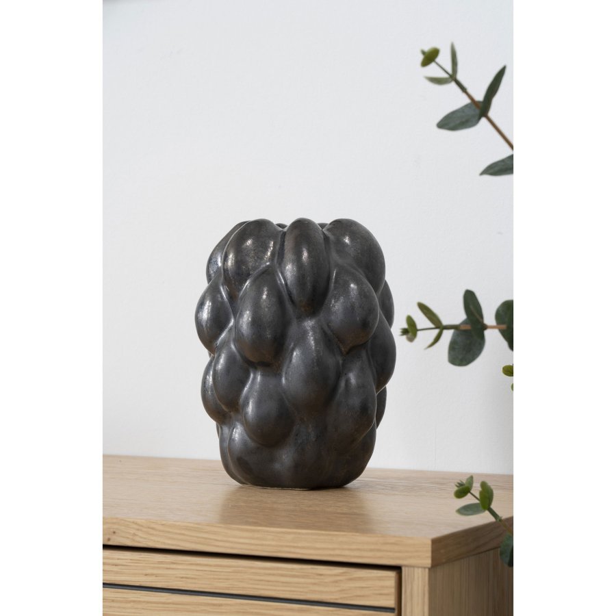 HOUSE NORDIC vase - svart keramikk (14x15x19)