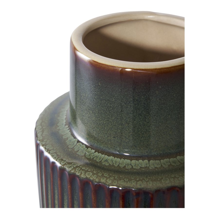 HOUSE NORDIC vase - grnn/brun keramikk (16x30)