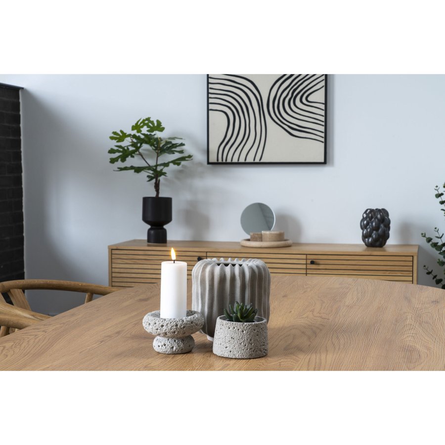 HOUSE NORDIC dekorativ krukke, med lokk - naturlig travertin (10x6,5)