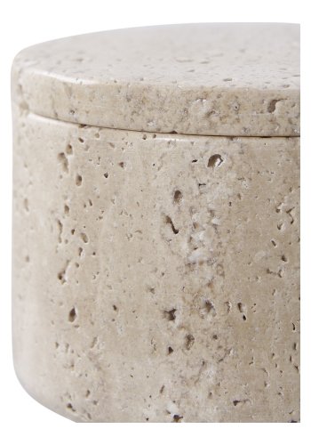 HOUSE NORDIC dekorativ krukke, med lokk - naturlig travertin (10x6,5)