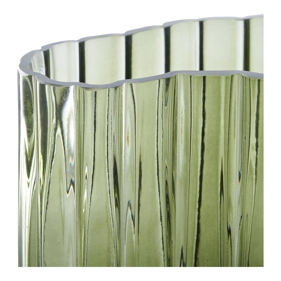 HOUSE NORDIC vase, organisk - rkt grnt glass (21x12x26,5)