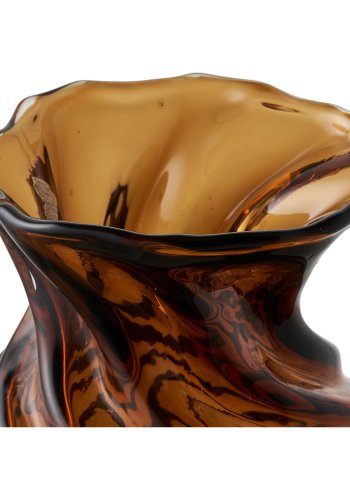 HOUSE NORDIC vase, rund - r�gfarvet brun mundbl�st glas (H:18,5)