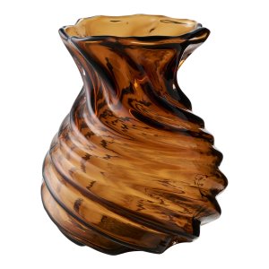 HOUSE NORDIC vase, rund - r�gfarvet brun mundbl�st glas (H:18,5)