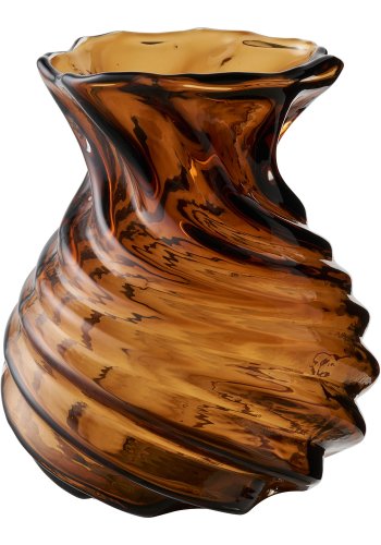 HOUSE NORDIC vase, rund - r�gfarvet brun mundbl�st glas (H:18,5)