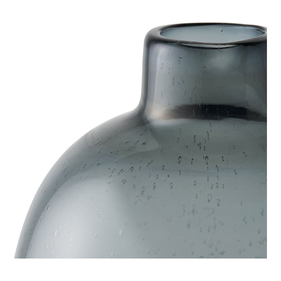 HOUSE NORDIC vase, rund - r�gfarvet sort glas (H:35)