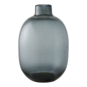 HOUSE NORDIC vase, rund - r�gfarvet sort glas (H:35)