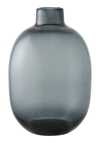 HOUSE NORDIC vase, rund - r�gfarvet sort glas (H:35)
