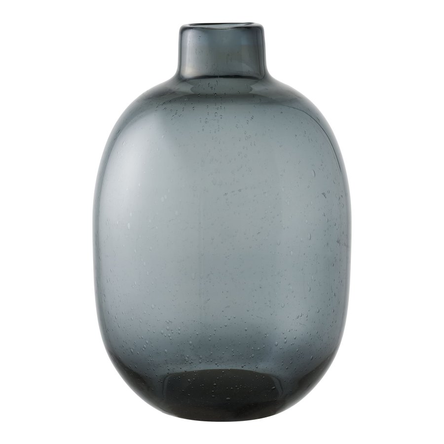 HOUSE NORDIC vase, rund - r�gfarvet sort glas (H:35)