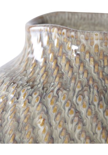 HOUSE NORDIC vase, rund - hvit/grnn keramikk (26x30,5)