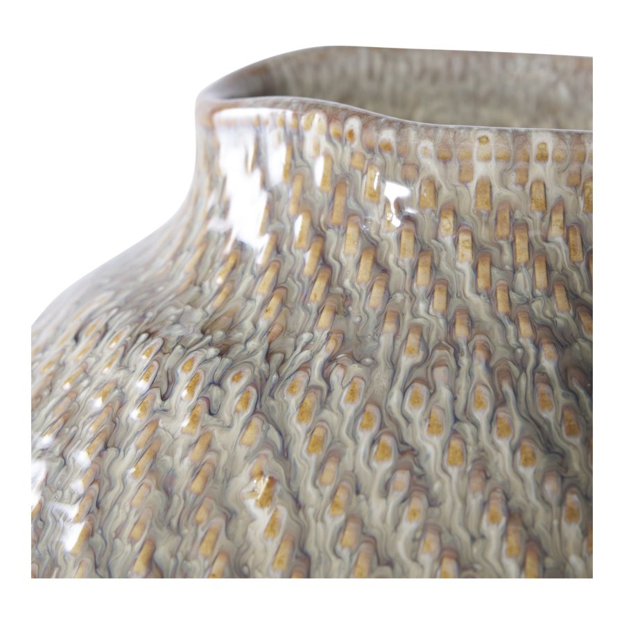 HOUSE NORDIC vase, rund - hvit/grnn keramikk (26x30,5)