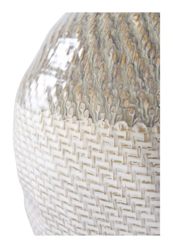 HOUSE NORDIC vase, rund - hvit/grnn keramikk (26x30,5)