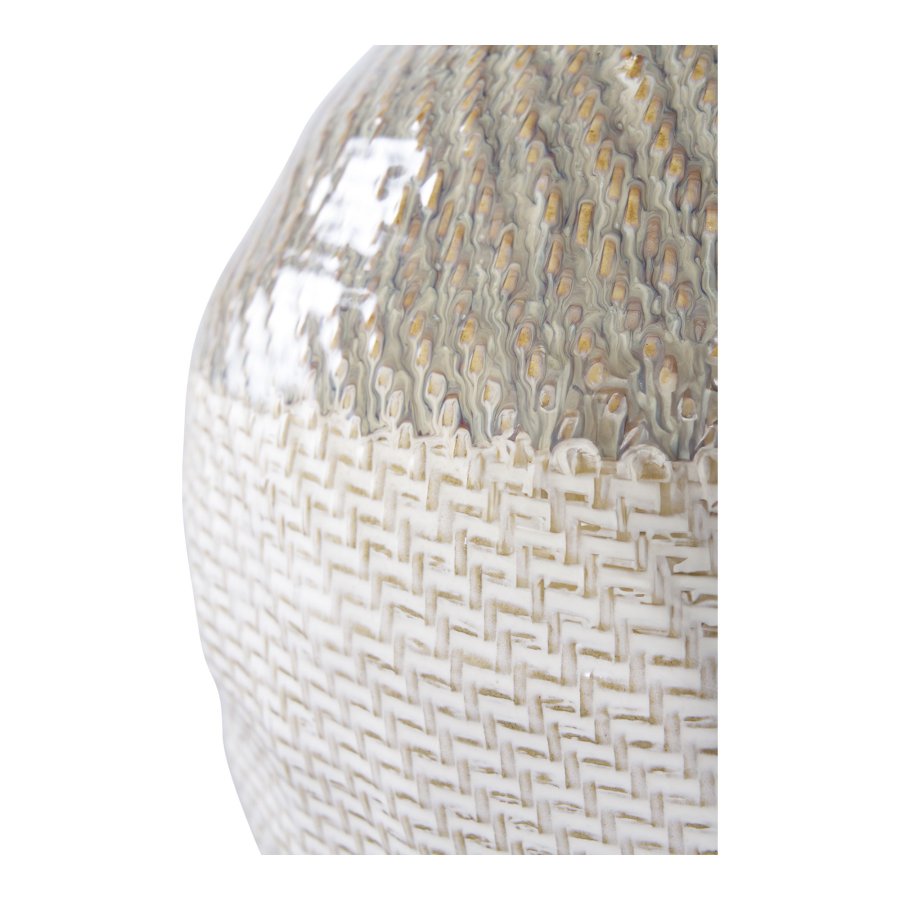 HOUSE NORDIC vase, rund - hvit/grnn keramikk (26x30,5)