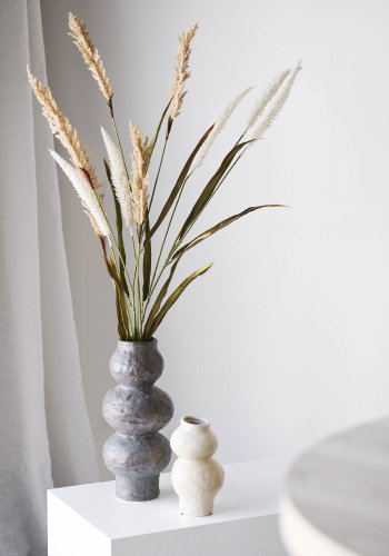 HOUSE NORDIC vase, rund - m�rkegr� keramik (H:33,5)