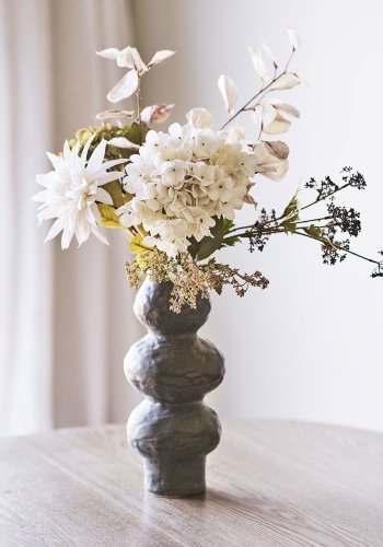 HOUSE NORDIC vase, rund - m�rkegr� keramik (H:33,5)