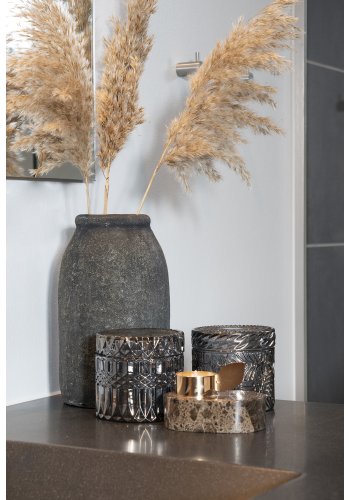 HOUSE NORDIC krukke, rund med lokk - rkt glass (sett med 2)