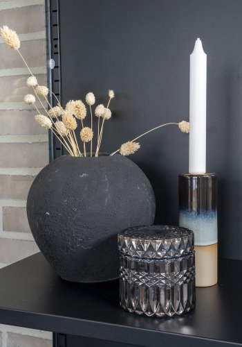 HOUSE NORDIC krukke, rund med lokk - rkt glass (sett med 2)