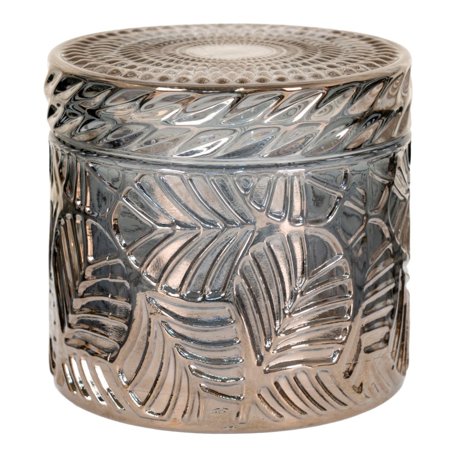 HOUSE NORDIC krukke, rund med lokk - rkt glass (sett med 2)